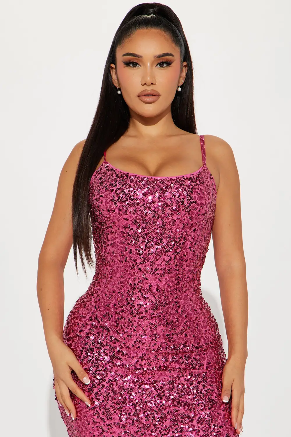 Jasmine Sequin Maxi Dress - Fuchsia