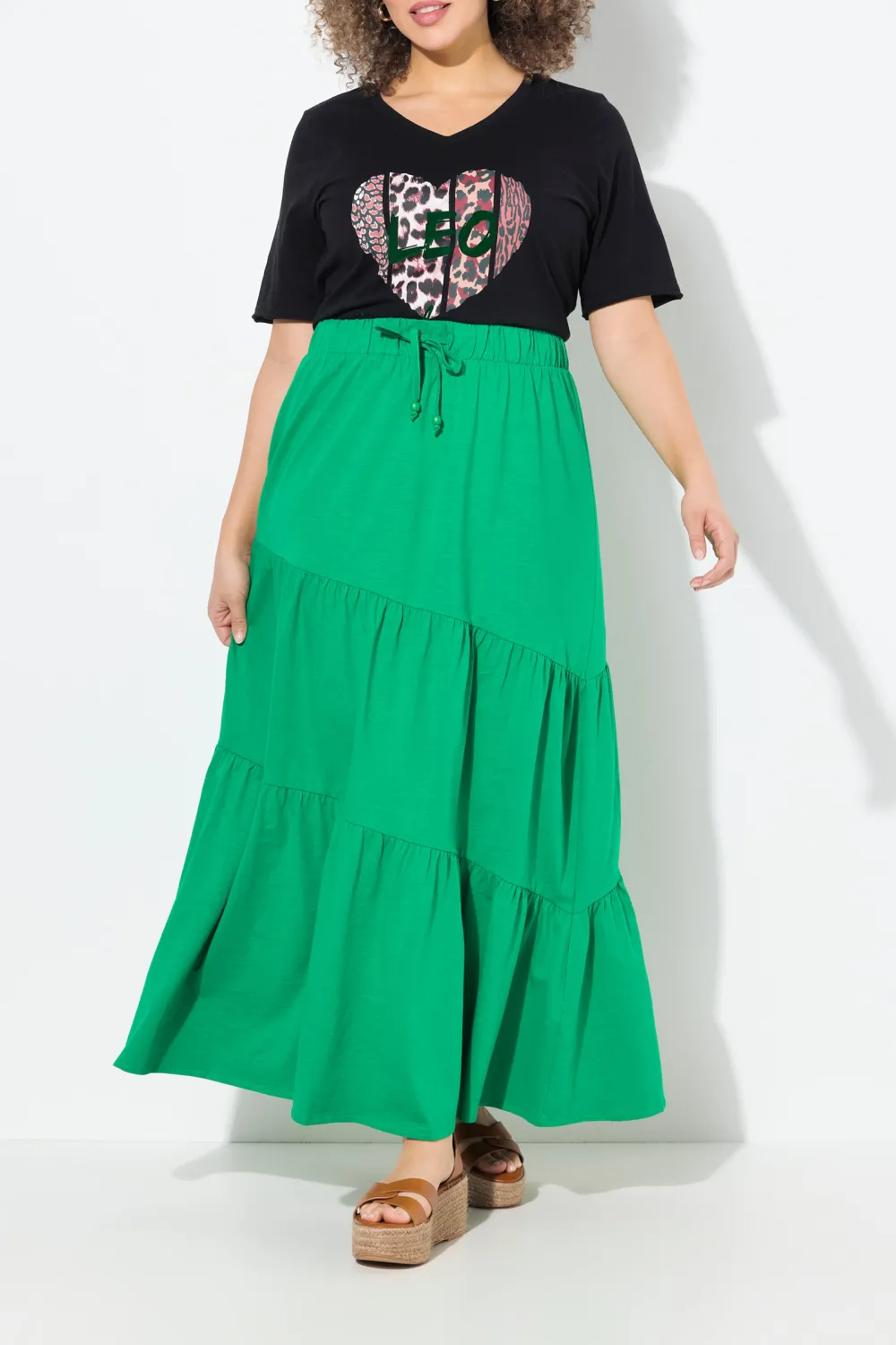 Solid Color Flared Skirt