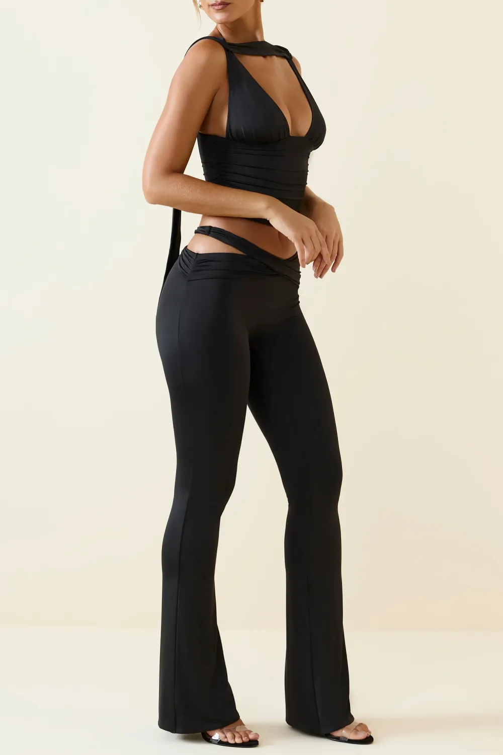 Versatile Retro Playful Asymmetrical Waistband Trousers
