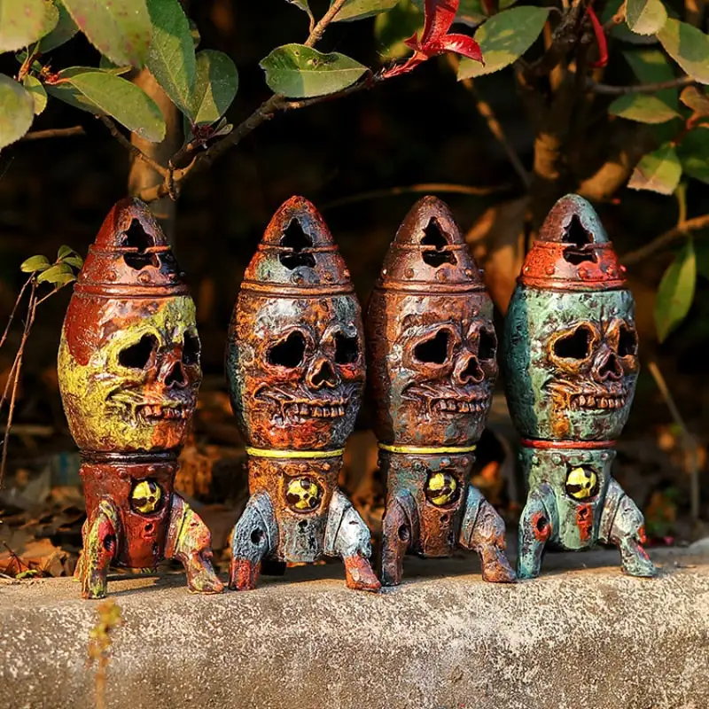 Garden Halloween Skeleton Bomb The Skull Bomb Nuclear Warhead Resin Decorative Crafts Ornament