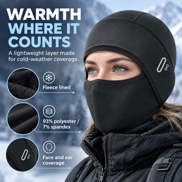 Unisex Winter Warm Balaclava Mask Hat, Fleece Face Cover, Windproof Cold-Proof Hat with Neck Protection for Outdoor Work, Cycling & Lightweight Breathable Fall/Winter Headwear
