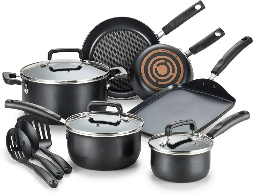 Signature Nonstick Cookware Set 12 Piece Pots and Pans, Dishwasher Safe Black