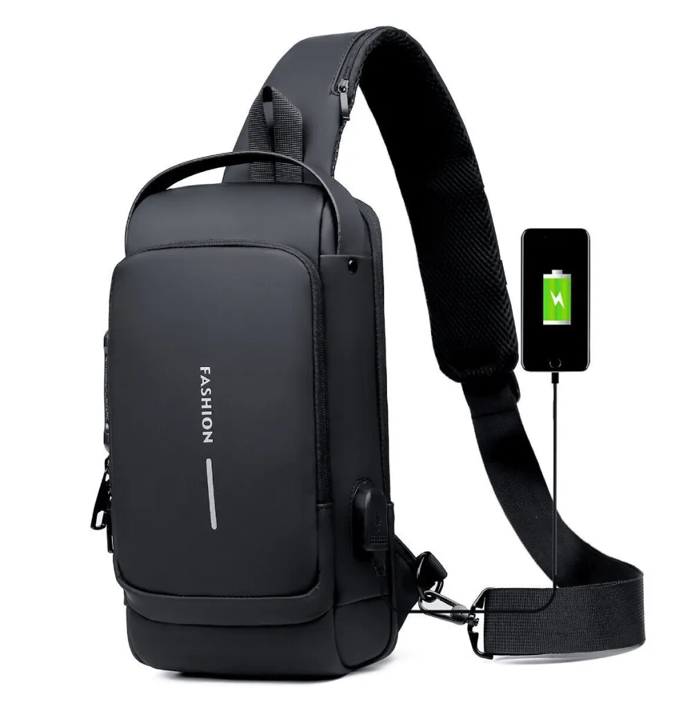 Anti-Theft Smart Sling Bag | Built-in USB Charging & Secure Combination Lock