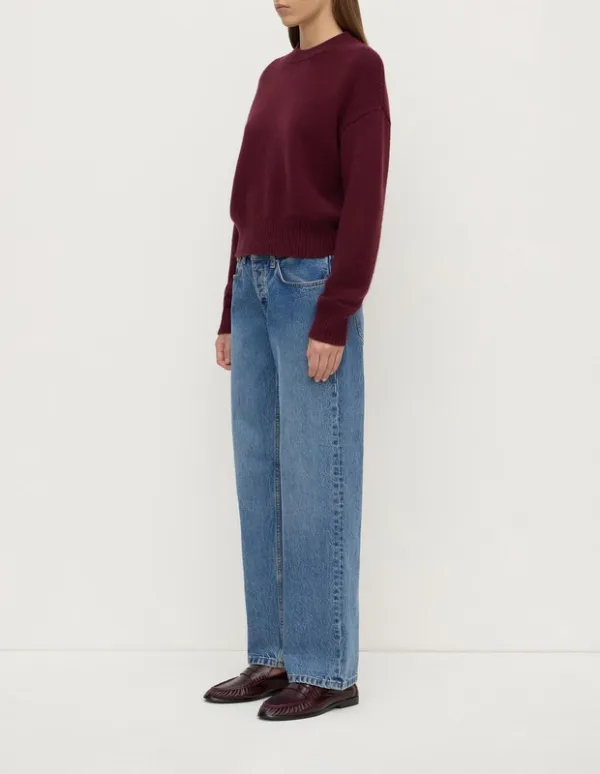 Merlot Wool Blend Cropped Knit Sweater