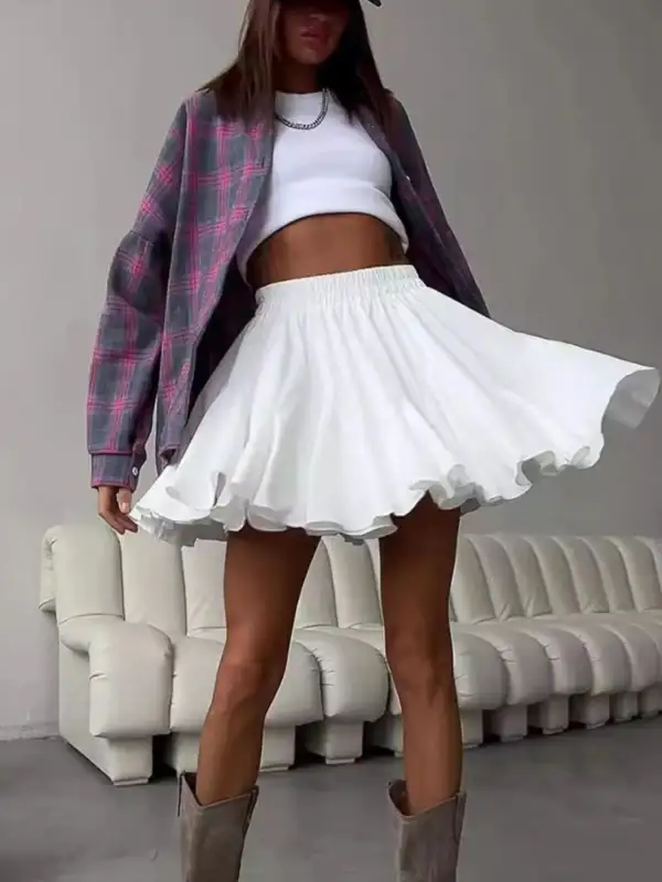 Ruffle Elastic Skirt