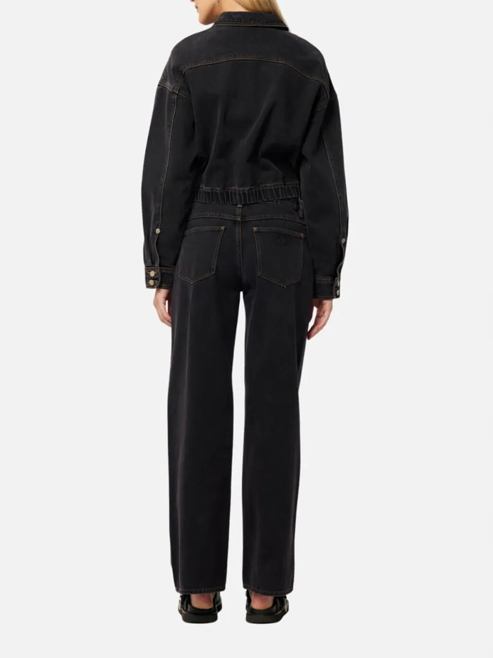 Washed Low-Rise Straight Jeans