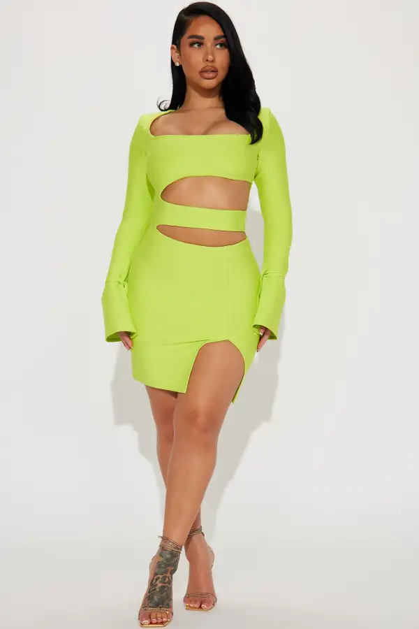 Aurelia Bandage Mini Dress - Lime