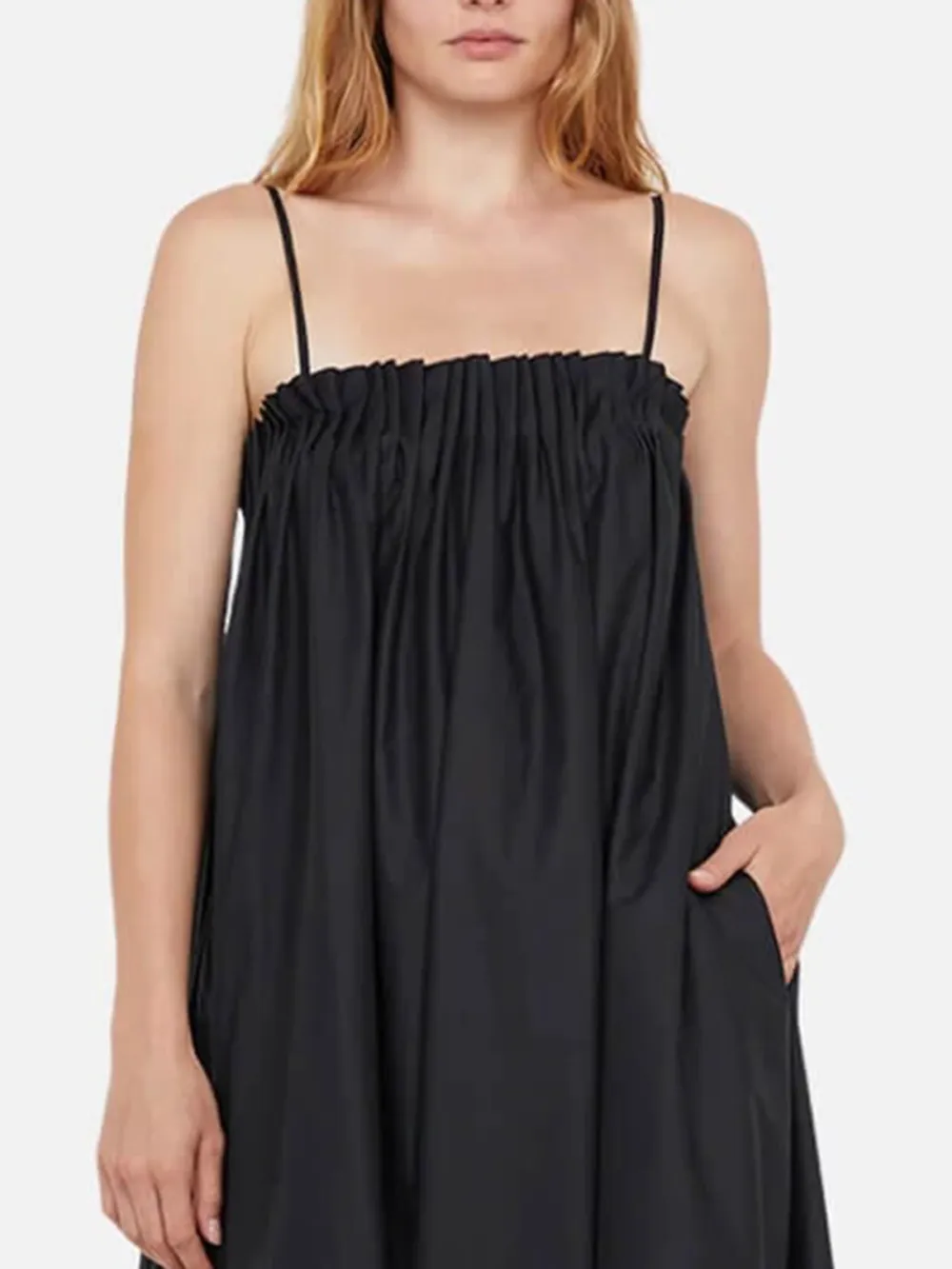 Ruched Spaghetti Strap Dress with Pockets