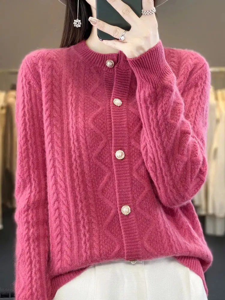 Thick Elastic Warm-Knit Cardigan