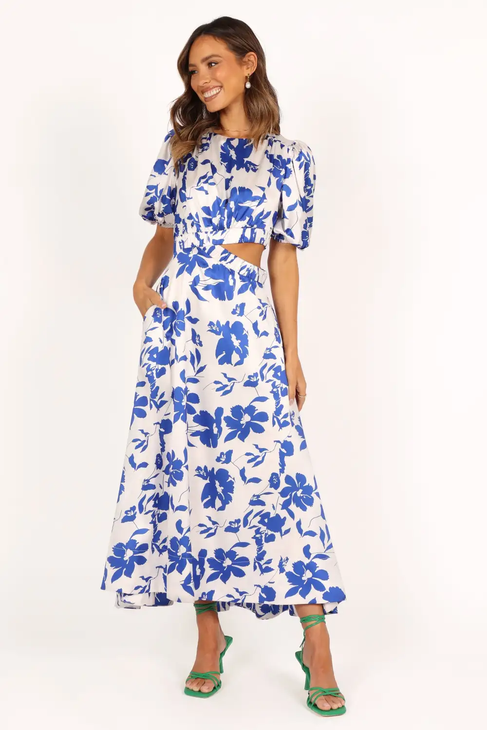 Aminah Puff Sleeve Dress - Blue Floral