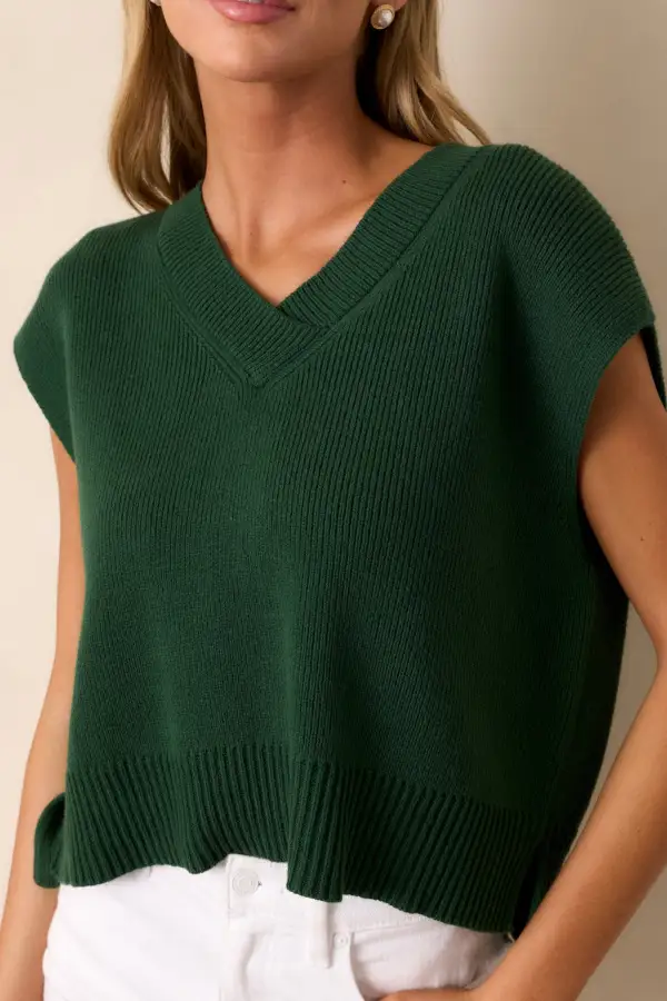 Rustic Retreat Hunter Green Short Sleeve Sweater Top