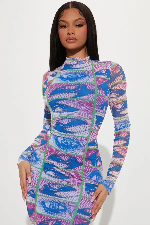 Eyes One You Mesh Maxi Dress - Blue/combo