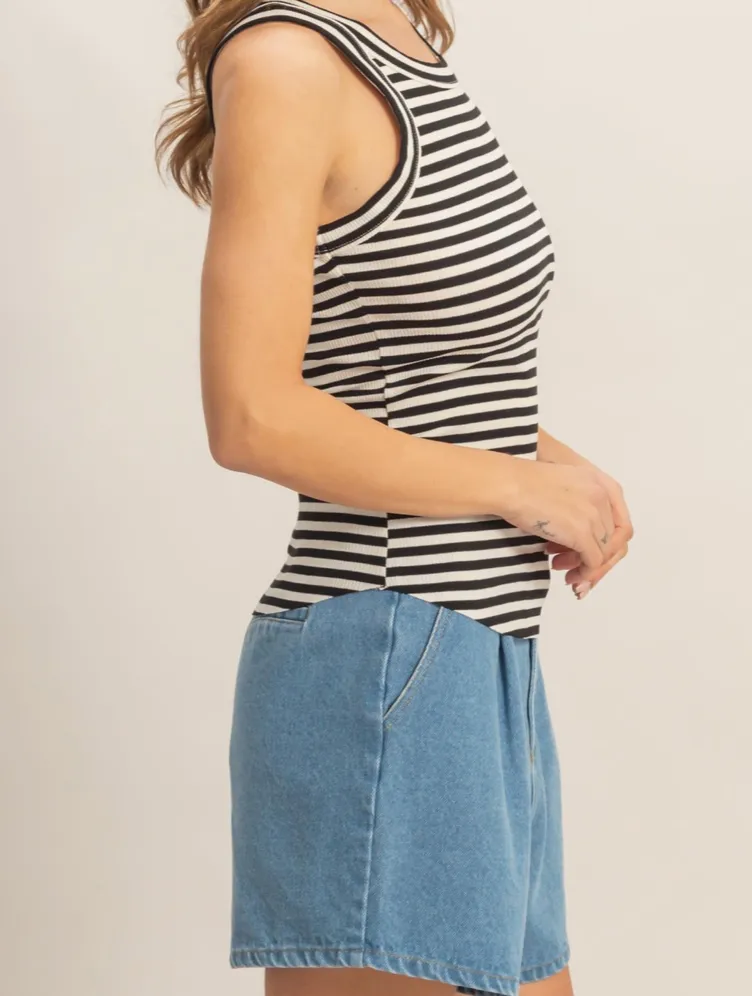 Cozy Striped Racerback Ribbed Top
