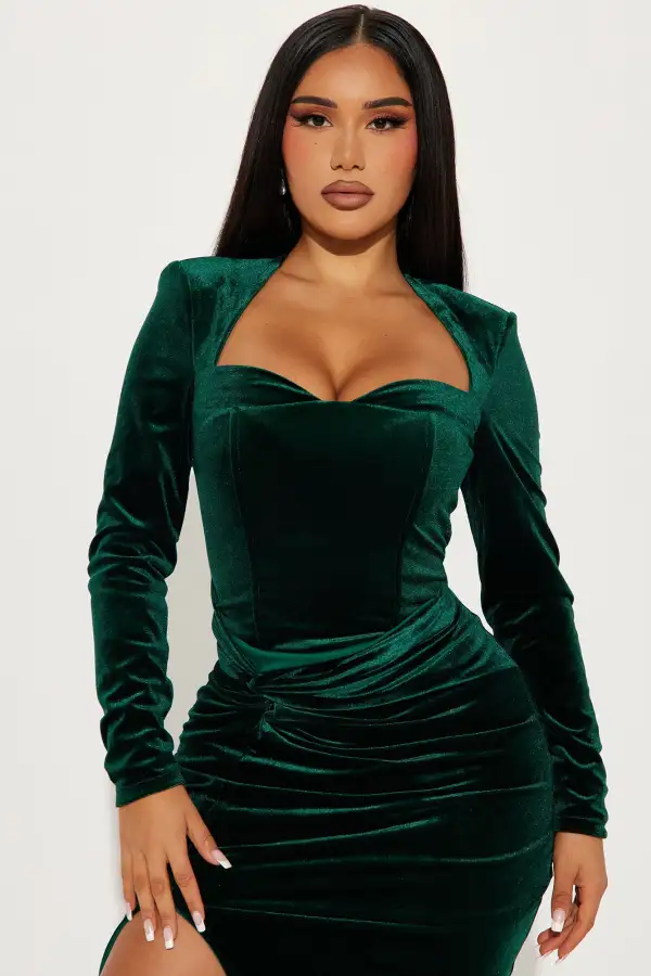 Fiona Velvet Maxi Dress - Hunter