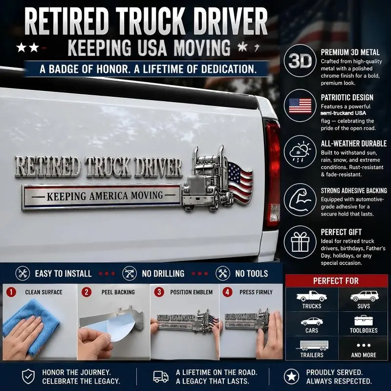 Retired Truck Driver Car Emblem Badge