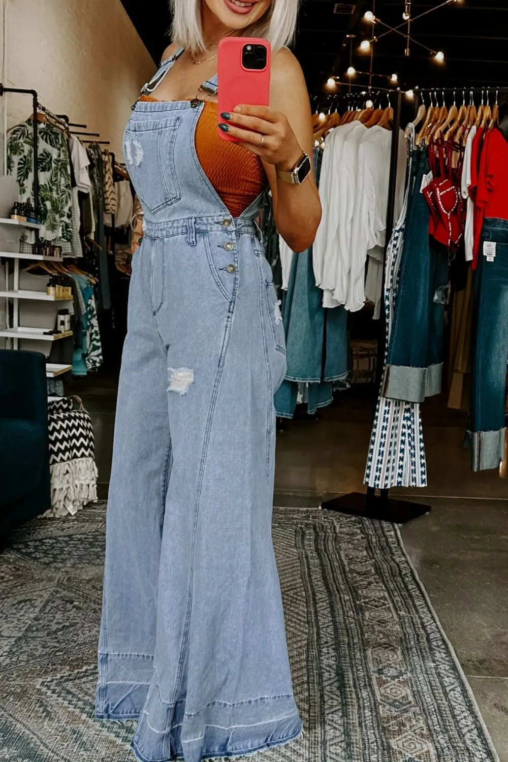 Easygoing Denim Wide Leg Overalls