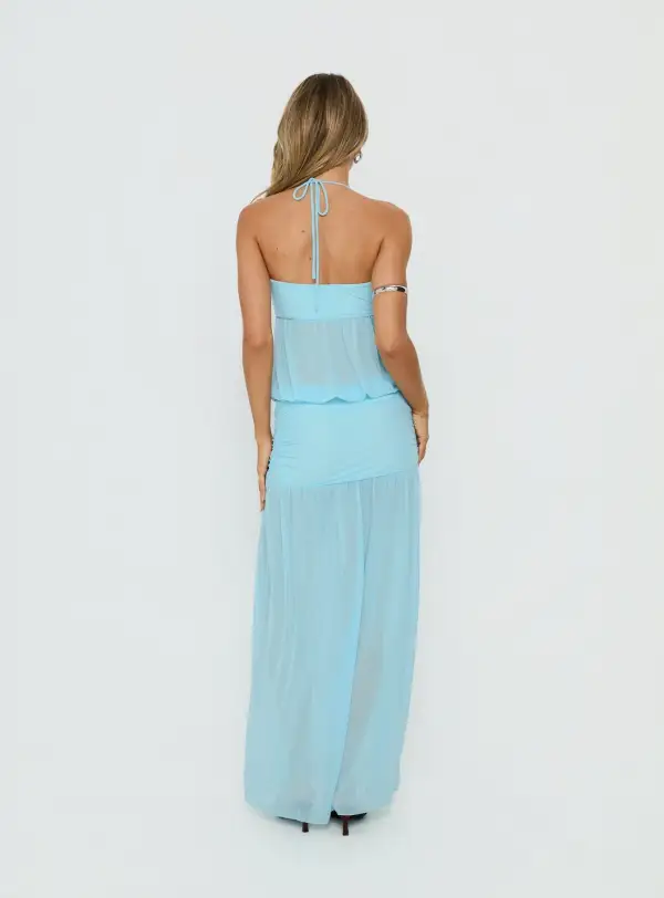 Lace Detail Halter Maxi Dress