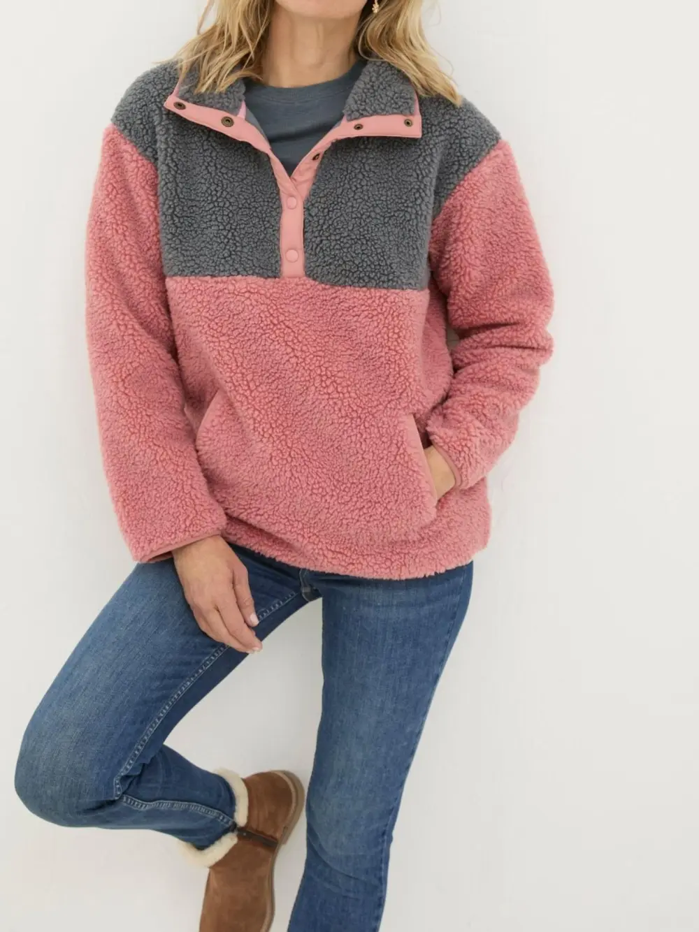Multi Colourblock Half Neck Fleece