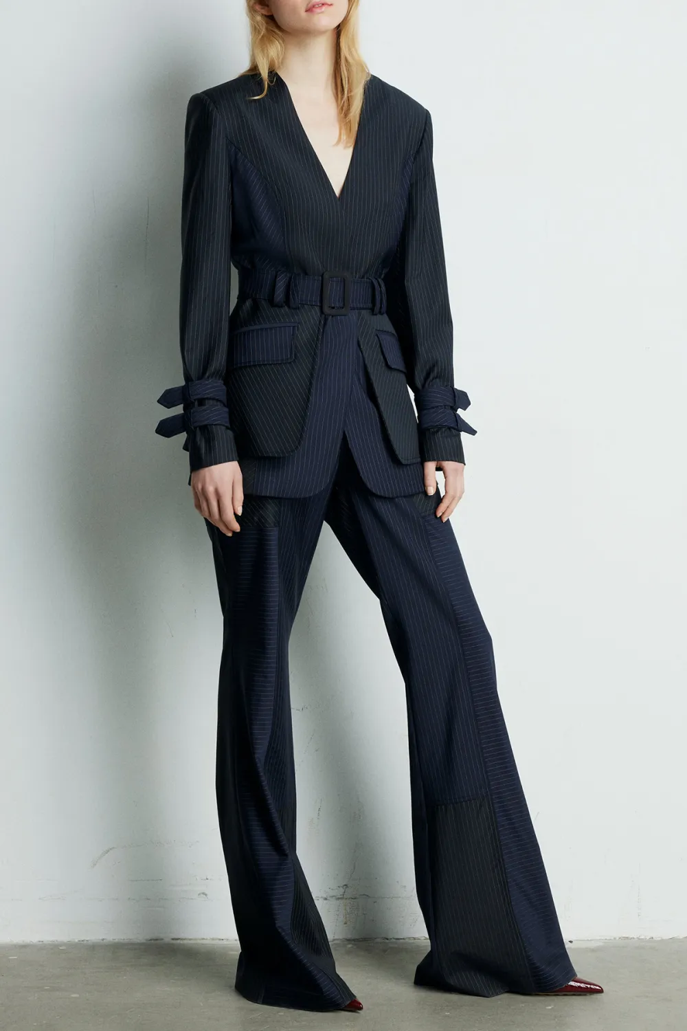 Bootcut Pants-Navy Blue