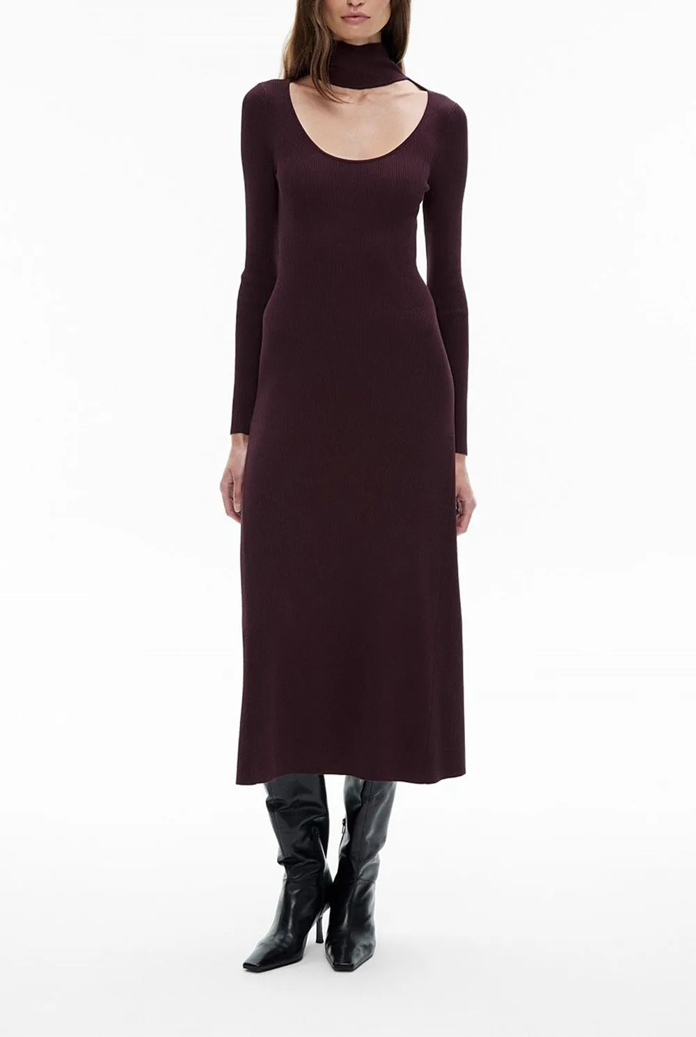 Knitted High-Neck Fitted Dress