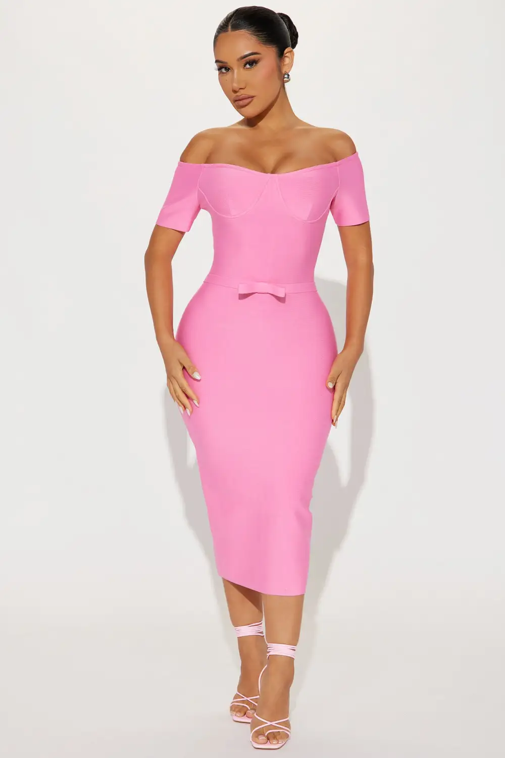 Take It Or Leave It Bandage Midi Dress - Pink