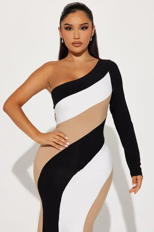 Phoebe Striped Maxi Dress - Black/combo