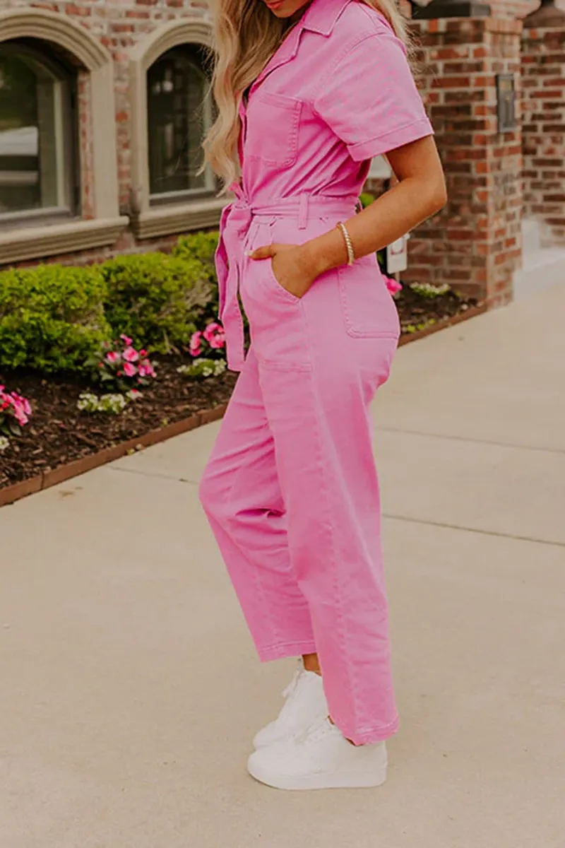 Fashion Workwear Style Pure Cotton Women's Jumpsuit
