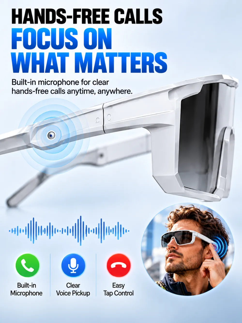 AI Smart Translation Bluetooth Sports Windproof Glasses with Photochromic Lenses, Hands-Free Calling, AI Translation, UV400 Protection, Lightweight, Voice Assistant for Cycling and Warehouse Work