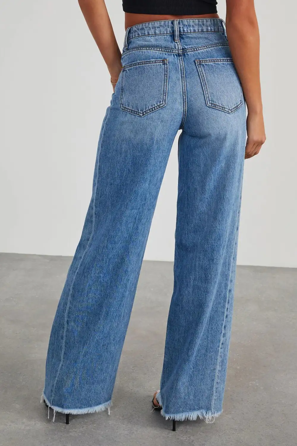 Raw Hem Mid Rise Jeans