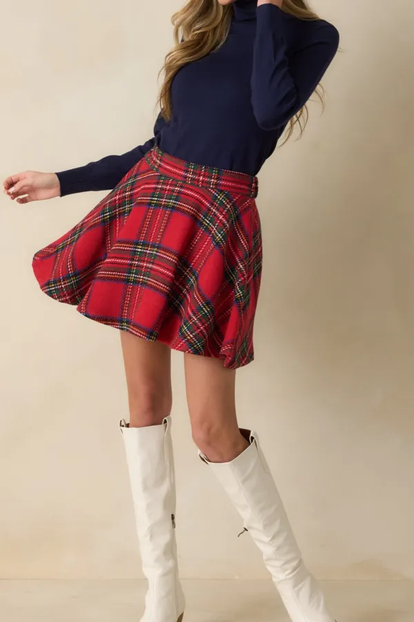 Plaid Flared Mini Skirt