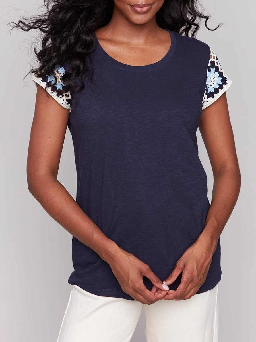 Creative Art Short Sleeve Ladies Top