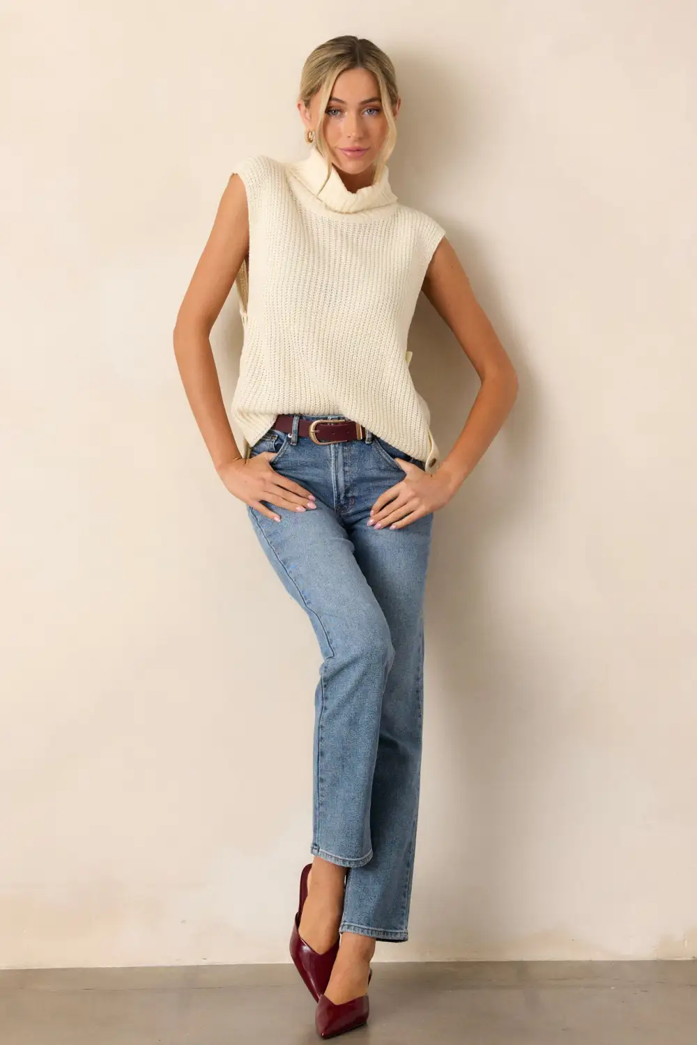 Mixed Emotions Ivory Turtleneck Sweater Vest