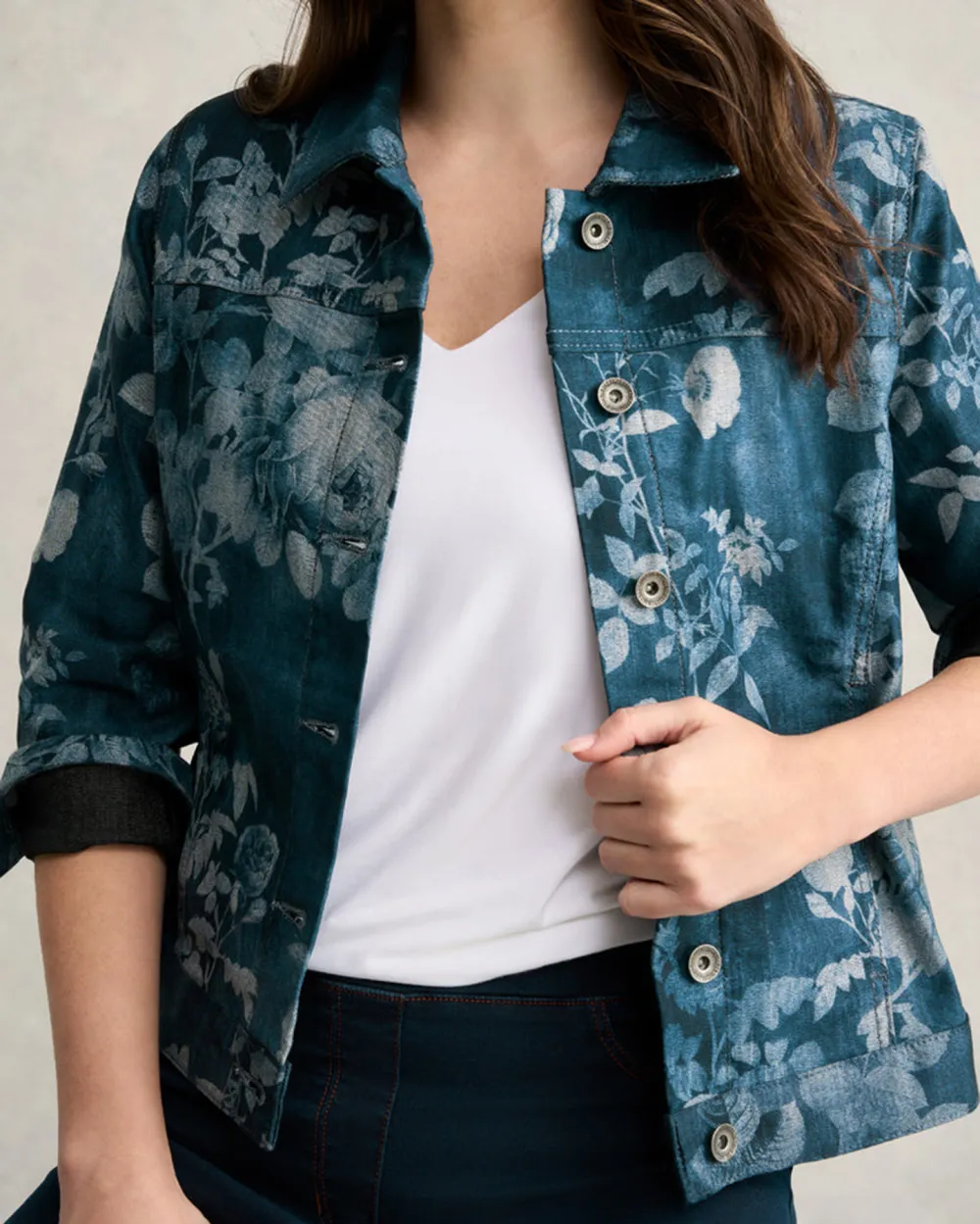 Floral Print Denim Jacket