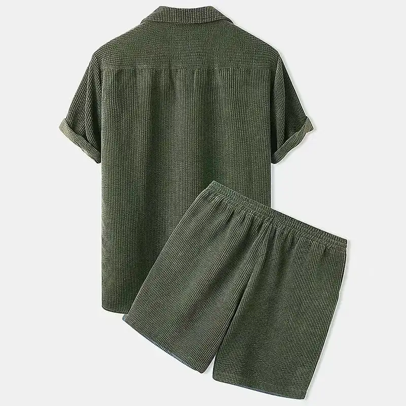 Corduroy Shirt Shorts Set