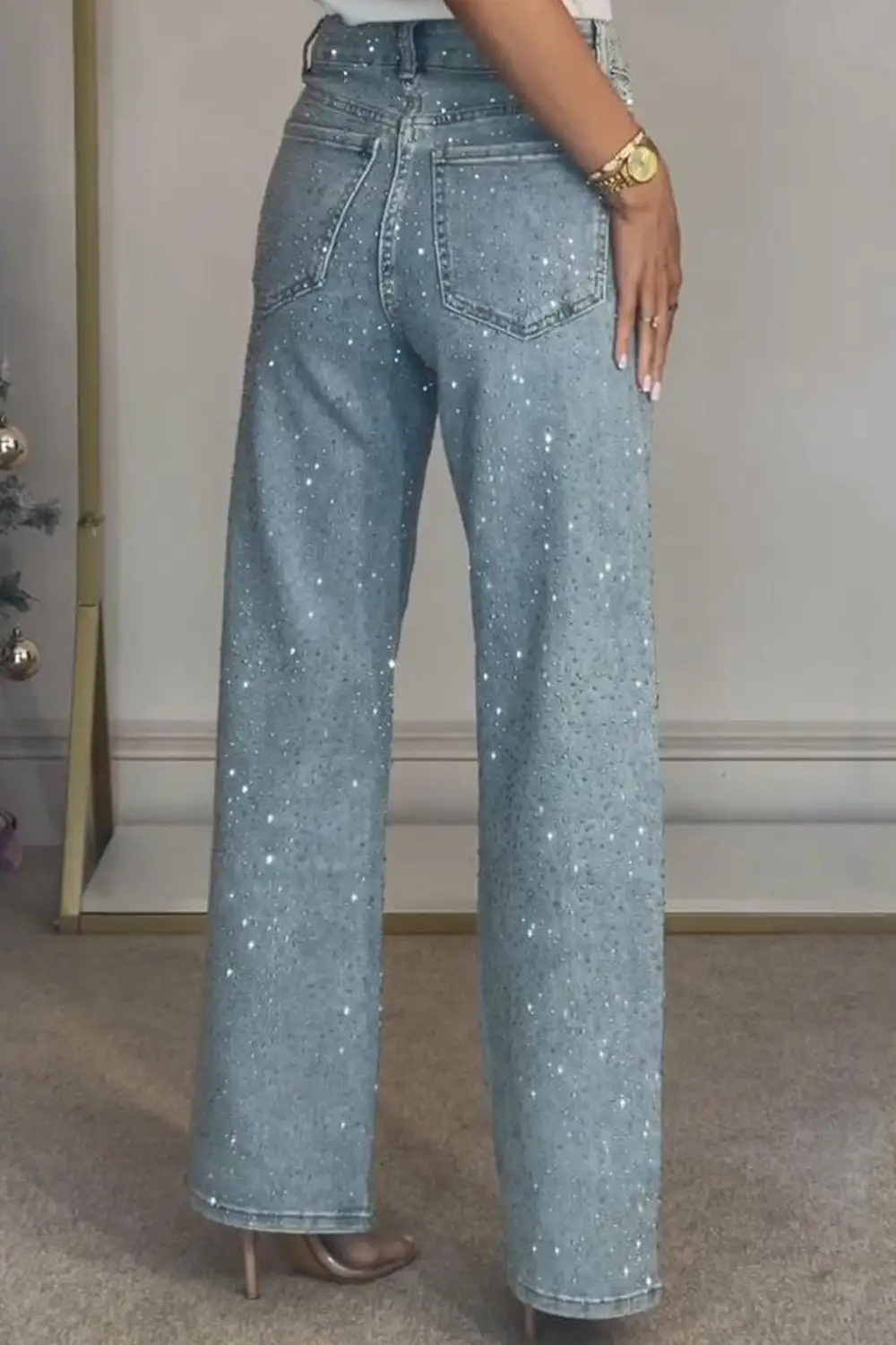 Rhinestone Straight Leg Jeans