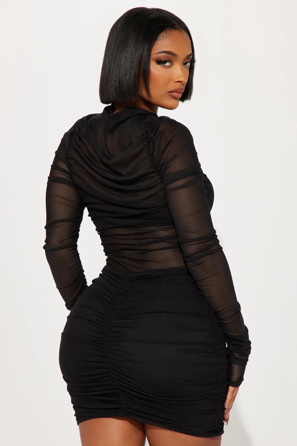 Quinn Mesh Mini Dress - Black