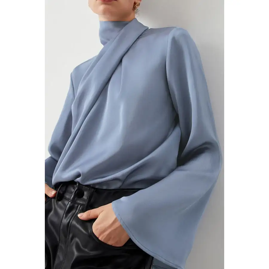 Cutout Turtleneck Long Sleeve Blouse
