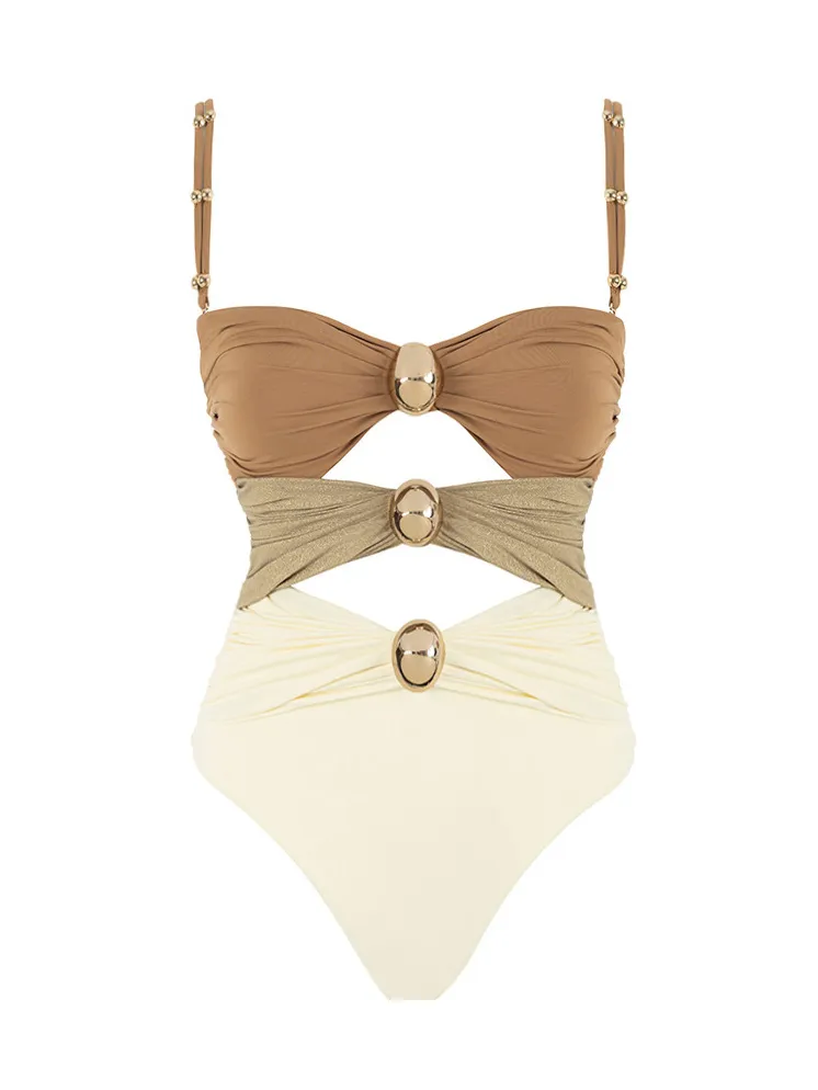 Women’s Hollow Stitching Three Sleek One-Piece Swimsuit