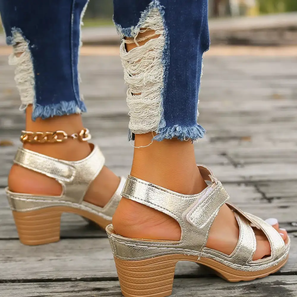 Modern Open Toe Block Heel Sandals