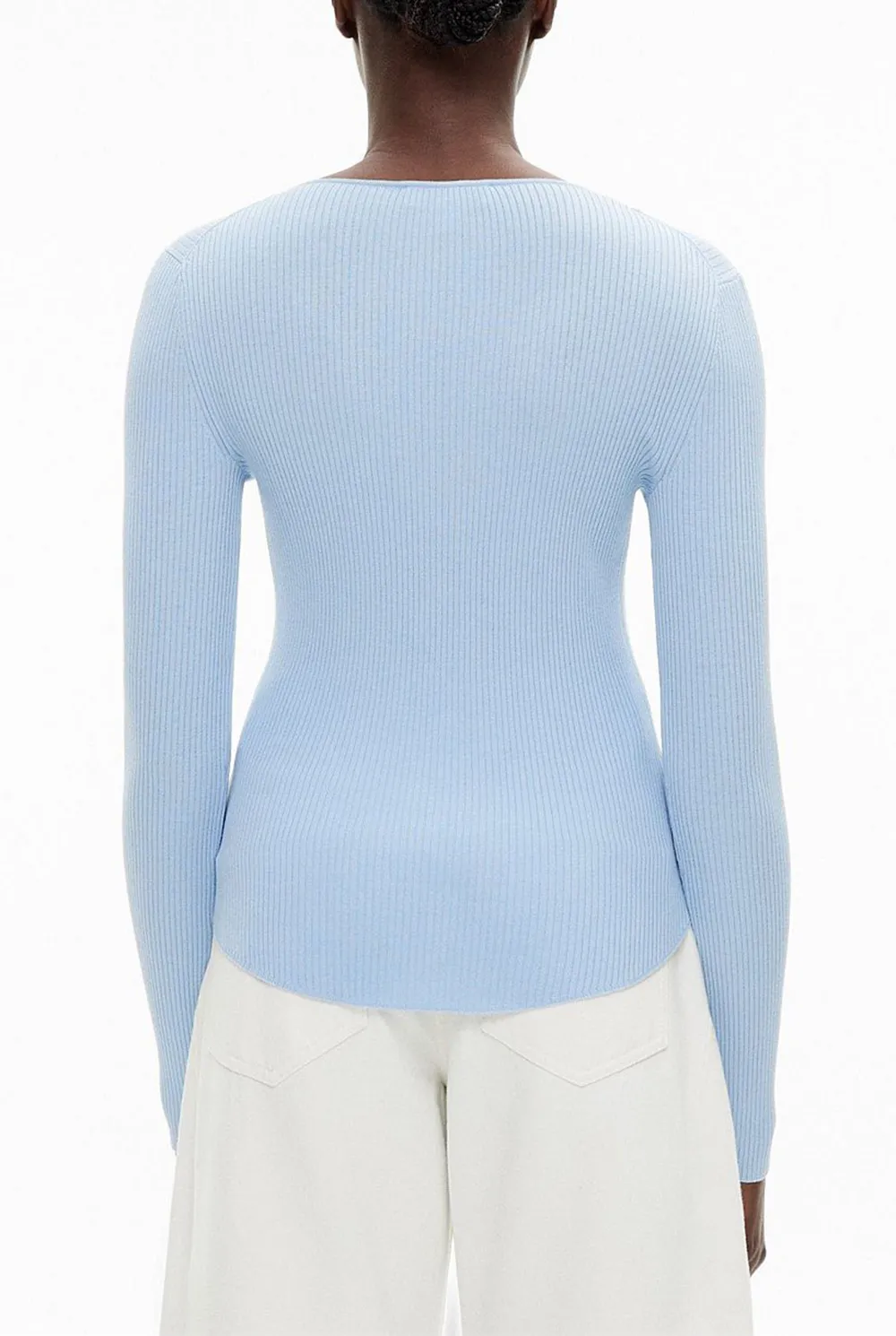 Round Neck Button-Up Knitted Sweater
