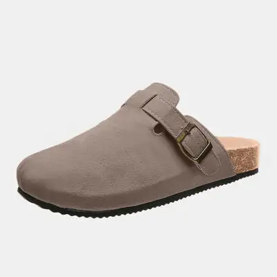 Buckle Suede Slides