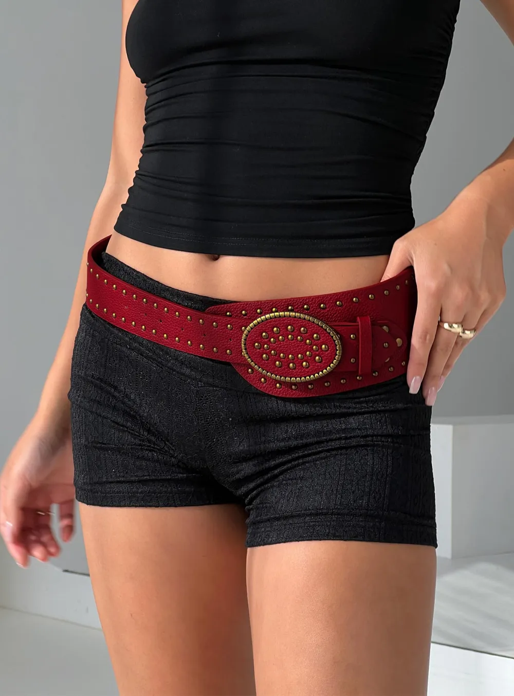 Relaxed Studded Faux Leather Belt