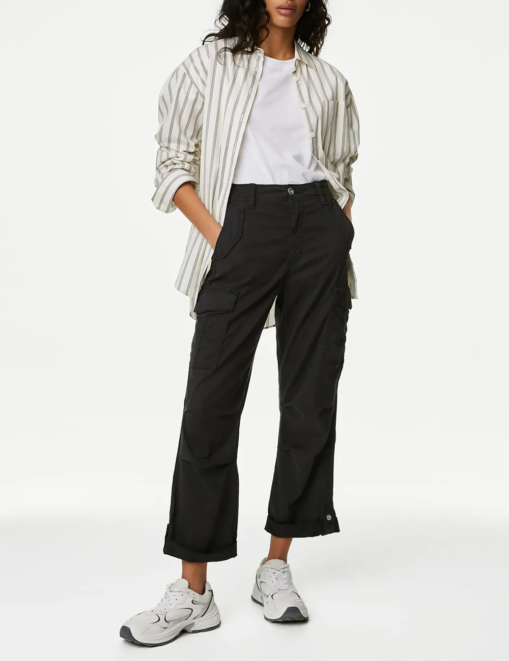 Rich Cargo Tea Dyed Cropped Trousers