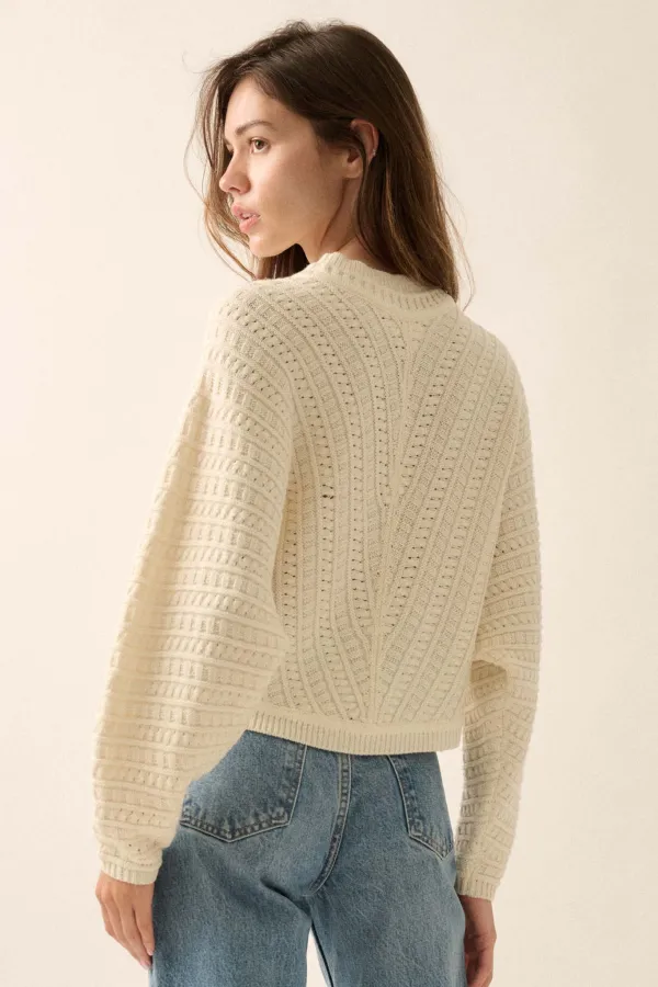 Warm Wishes Pointelle Cable Knit Dolman Sweater