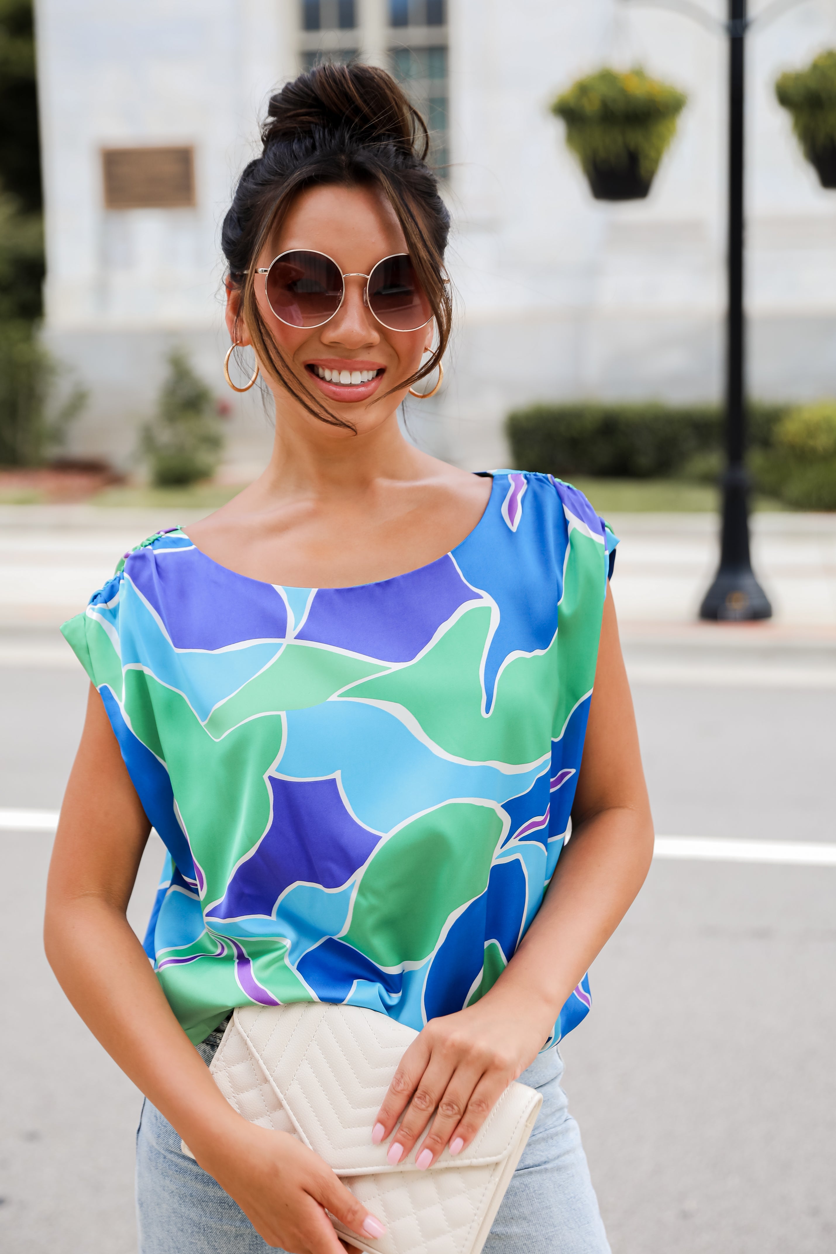 Exceptionally Elegant Blue Satin Blouse