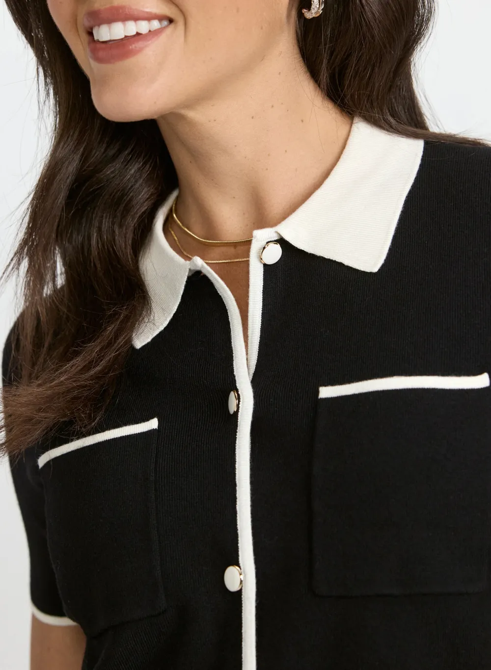 Black Knit Polo Shirt