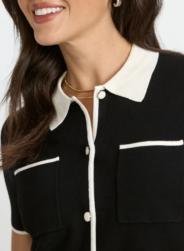 Black Knit Polo Shirt