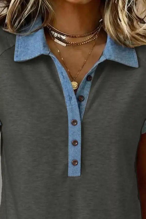 Block Polo Neck Sequin Star Graphic Polo