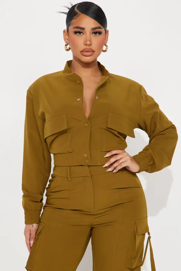 Caught Me Cargo Pant Set - Olive