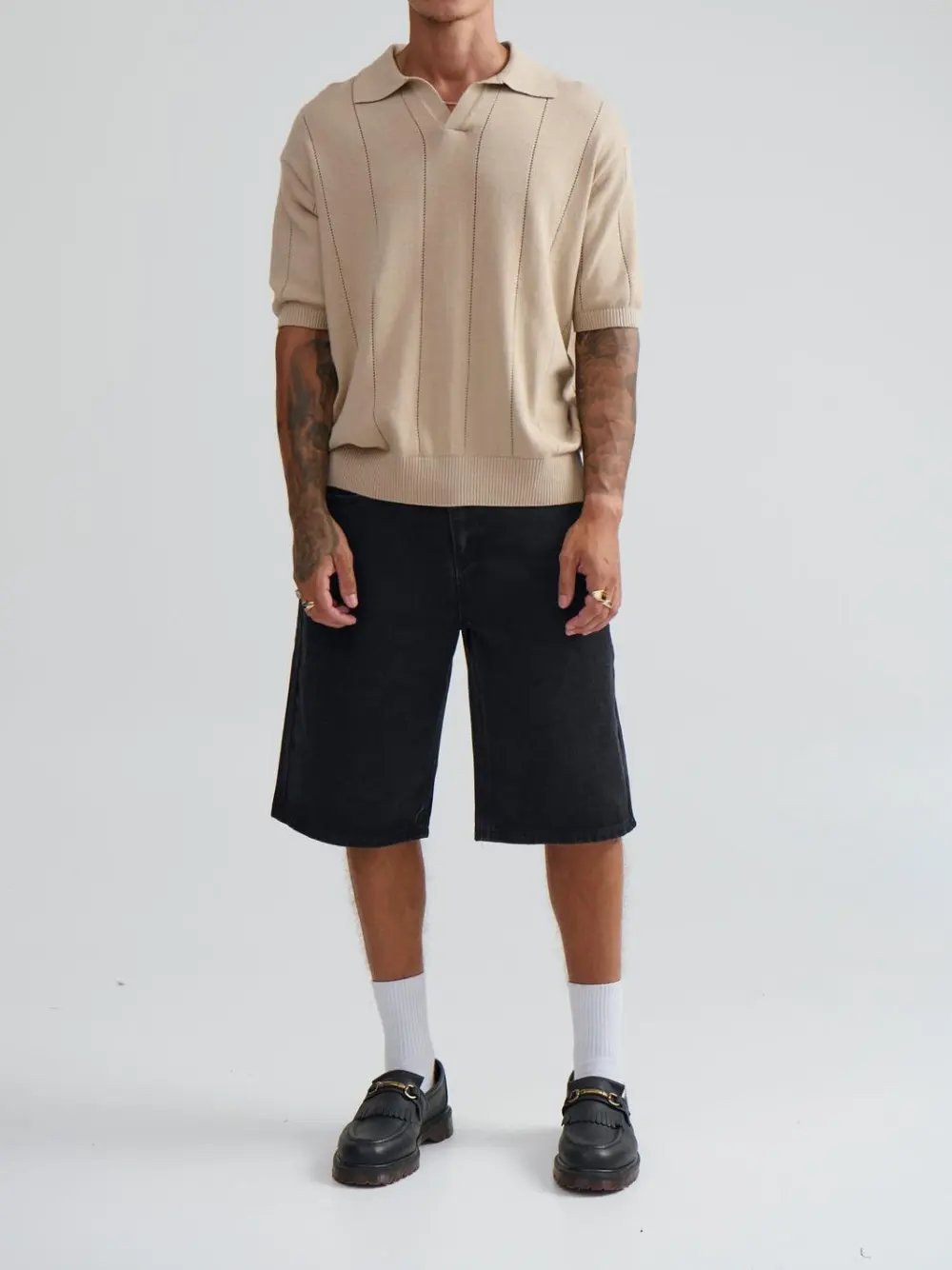 Casual Soft And Comfortable Beige Polo Shirt